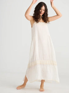 Isadore Long linen gauze cami dress. Cream