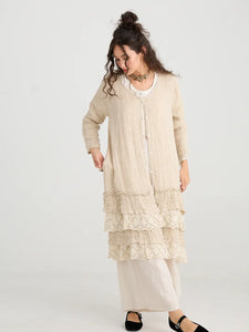 WOMEN'S - Florette Linen and lace coat. Coconut