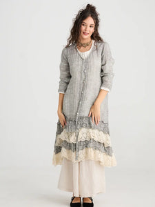 WOMEN'S - Florette Linen and lace coat. Coconut