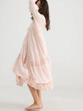 WOMEN'S - Enchantress long linen gauze coat. Powder Pink