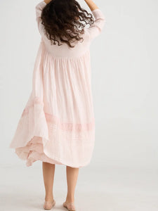 Enchantress long linen gauze coat. Powder Pink