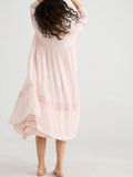 WOMEN'S - Enchantress long linen gauze coat. Powder Pink