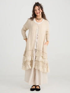 WOMEN'S - Florette Linen and lace coat. Coconut