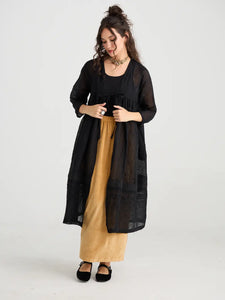 WOMEN'S - Enchantress long linen gauze coat. Licorice