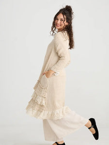 Florette Linen and lace coat. Mist Grey