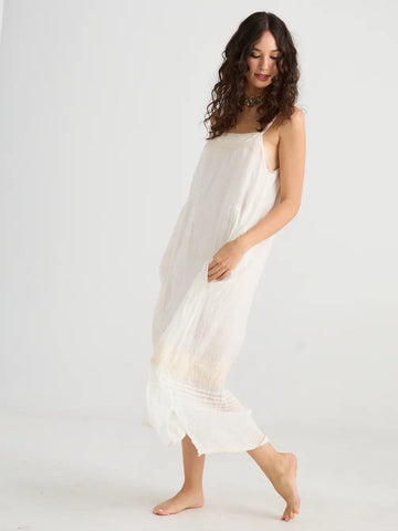 WOMEN'S - Isadore Long linen gauze cami dress. Cream Puff