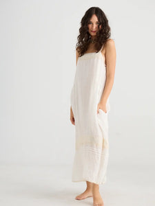 Isadore Long linen gauze cami dress. Powder Pink