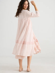 Enchantress long linen gauze coat. Powder Pink