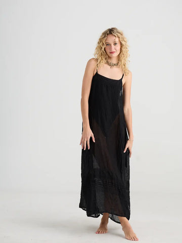 WOMEN'S - Isadore Long linen gauze cami dress. Licorice