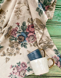 In Bloom Linen Tea Towel - Blue and Pink Rose Posy, Gorgeous Floral Fabric