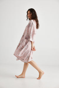 Clarissa Linen Dress FLORAL - SOFT PINK