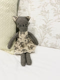 Violet the Cat - Beige and Grey Vintage Floral