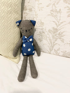 Rupert the Cat - Blue Vintage Polka Dot