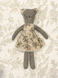 Violet the Cat - Beige and Grey Vintage Floral