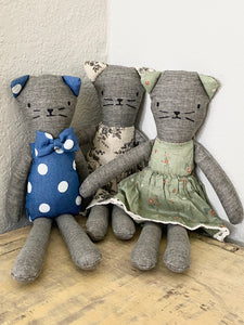 Rupert the Cat - Blue Vintage Polka Dot