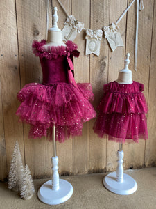 Clara Ballerina Dress. Cherry Red