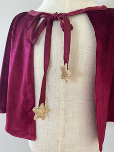 Velvet Cape with Hanging Stars: Cherry Red