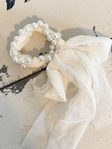 Pearl and Tulle Children's Bracelet - CREAM