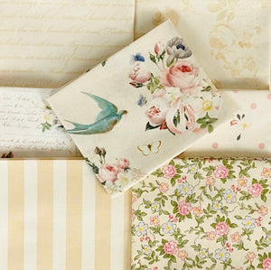 Rose & Violet's Garden Fabric. Sweet Blossoms in cream