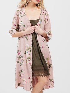 Abigail Floral Coatdress - Linen button up coat Cranberry