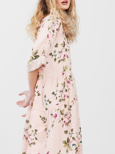 Abigail Floral Coatdress - Linen button up coat Seamist