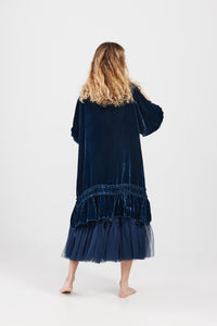 Florentine Velvet coatdress. Midnight Blue