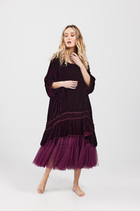 Violette velvet luxury swing top/dress. Merlot