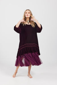 Violette velvet luxury swing top/dress. Merlot