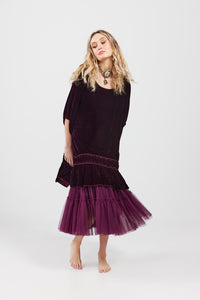 Violette velvet luxury swing top/dress. Merlot