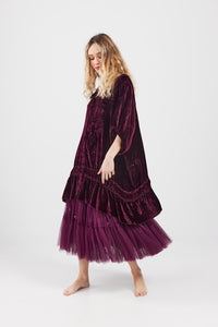 Violette velvet luxury swing top/dress. Merlot