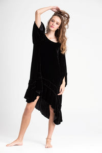 Violette Velvet luxury swing dress. Black