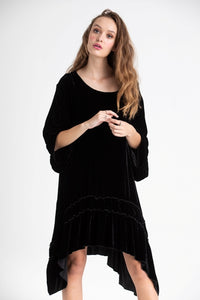 Violette Velvet luxury swing dress. Black