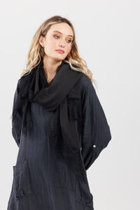 Midsummer's Cotton and Lace Scarf - BLACK