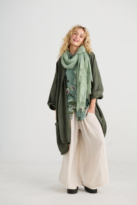 Midsummer's Cotton and Lace Scarf - STONE