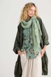 Midsummer's Cotton and Lace Scarf - CHARCOAL