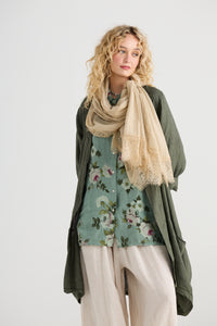 Midsummer's Cotton and Lace Scarf - STONE