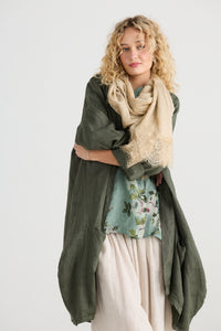 Midsummer's Cotton and Lace Scarf - STONE