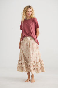 Perdita Floral Skirt Faded Rose