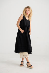 Cassandra Linen and Lace dress. Licorice