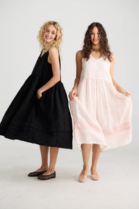 Cassandra Linen and Lace dress. Licorice