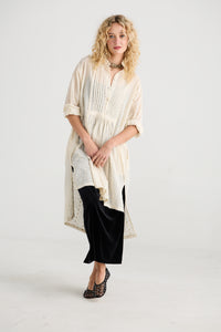 Prairie long cotton lace shirt. Coconut