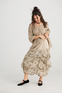 Angelica Linen gauze floral skirt.