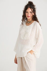 Florian Linen Gauze top. Coconut