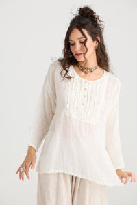 Florian Linen Gauze top. Coconut