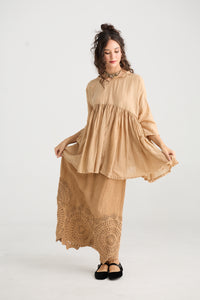 Desert Rose Linen & lace skirt. Ebony