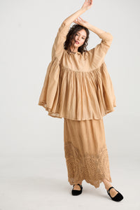 Desert Rose Linen & lace skirt. Ebony