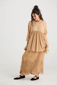 Shalimar Silk/cotton top. Caramel