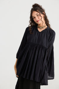 Shalimar Silk/cotton top. Black