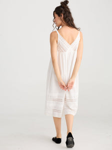 Blossomtime lace and cotton slip. Ivory