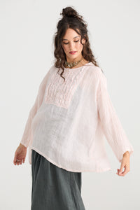 Florian Linen Gauze top. Charcoal